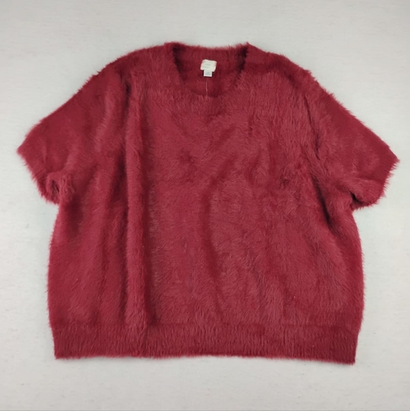 NWT A New Day Soft Cozy Fuzzy Top In Burgundy Size 4X - Picture 2 of 7